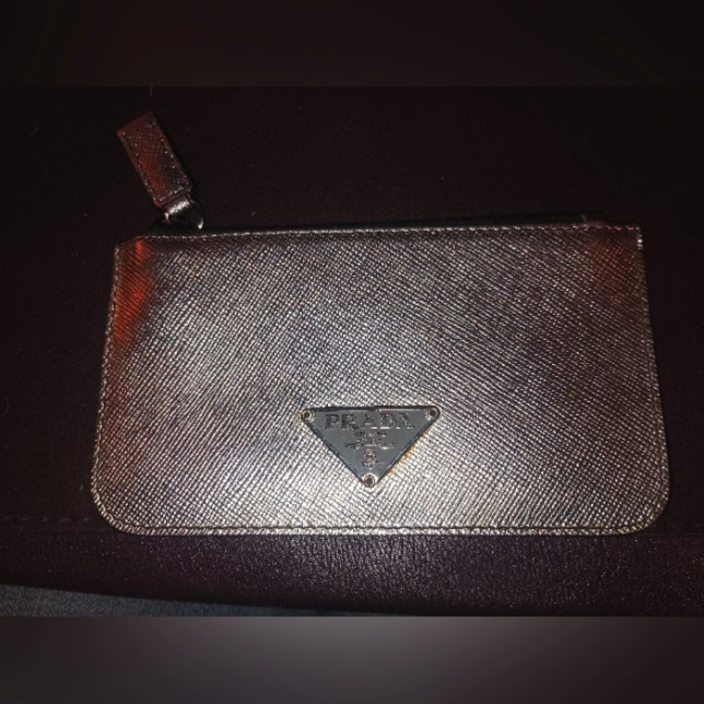 Prada coin purse dark metallic grey